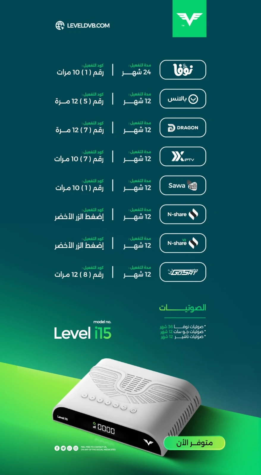 🎯 كـود تفعـيـل رسـيـفـر ليفـل LEVEL i15🎯