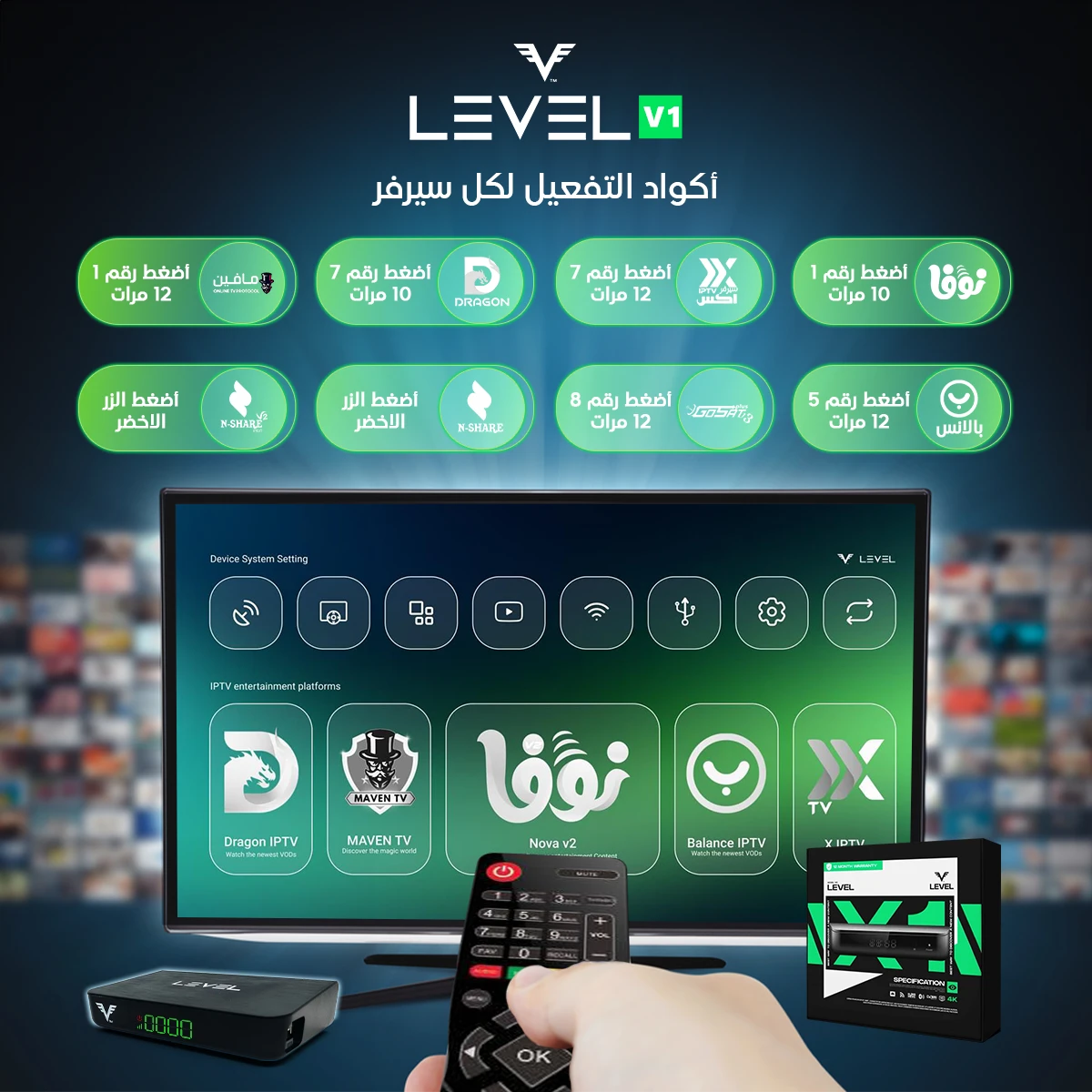 🎯 كـود تفعـيـل رسـيـفـرات ليفـل LEVEL V1 / LEVEL V2 🎯