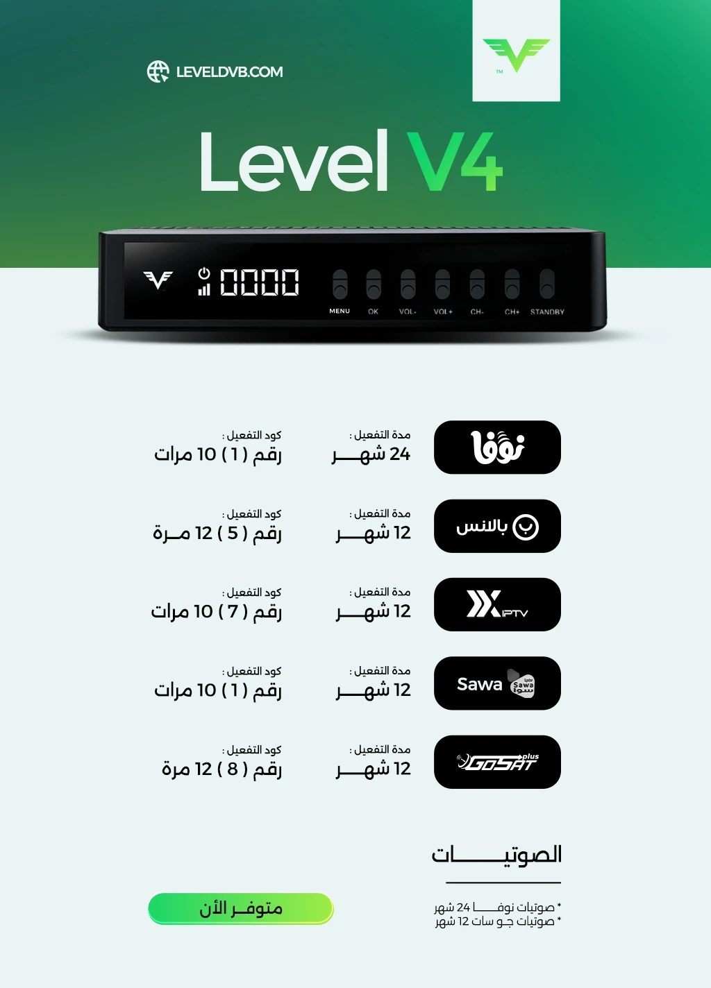 🎯 كـود تفعـيـل رسـيـفـر ليفـل LEVEL V4 🎯